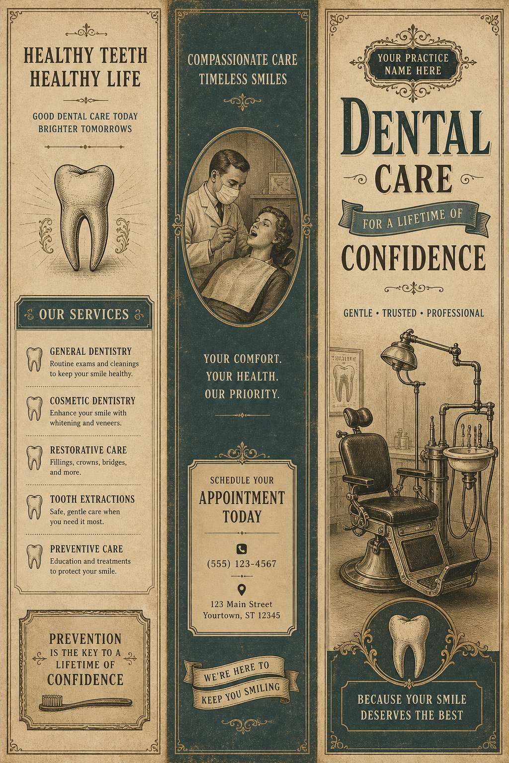 Dental Brochure — vintage style brochure cover