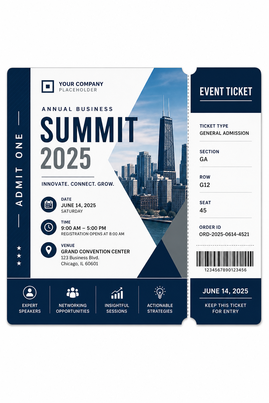 Event Ticket — corporate style brochure cover