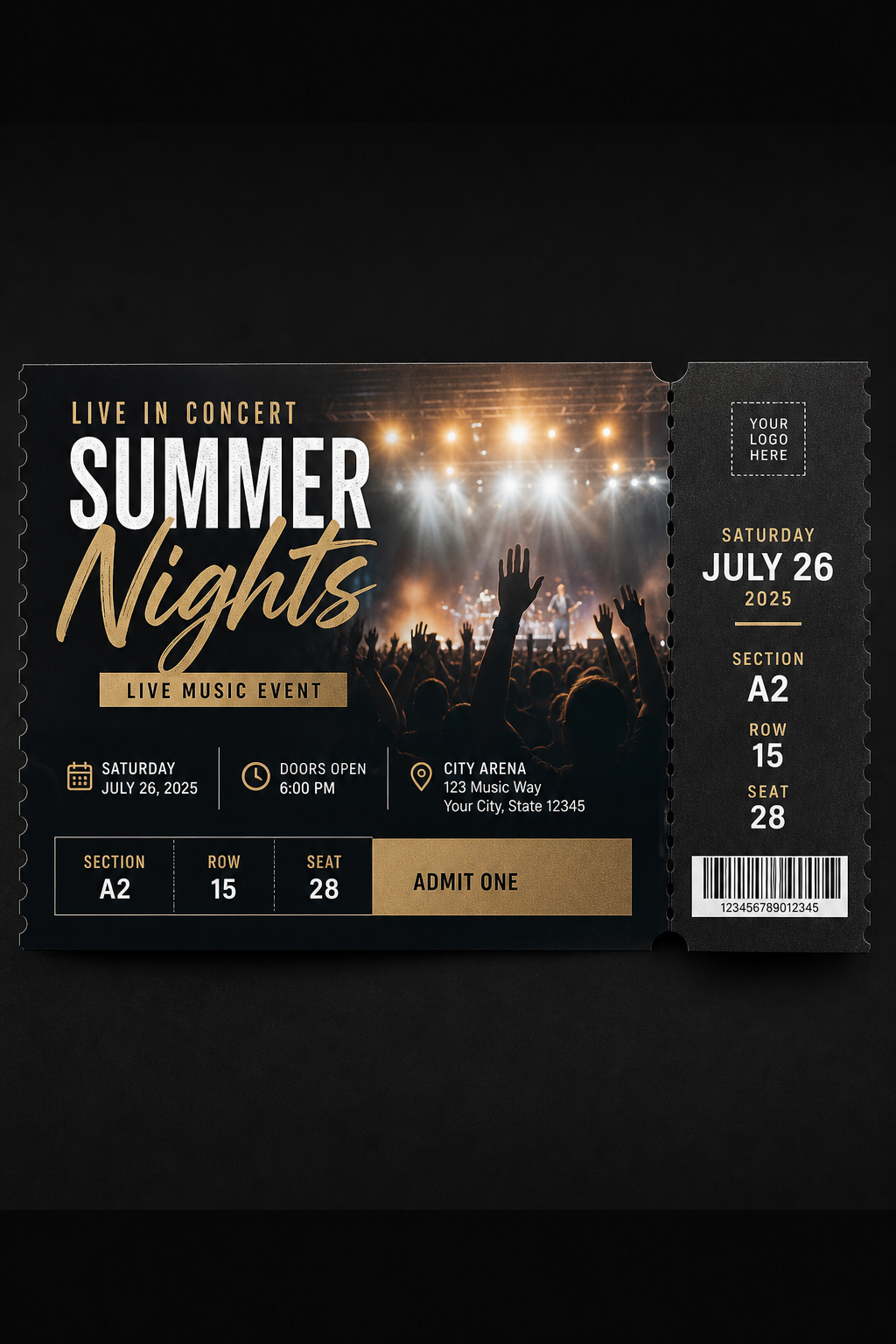 Event Ticket — photo-realistic style brochure cover