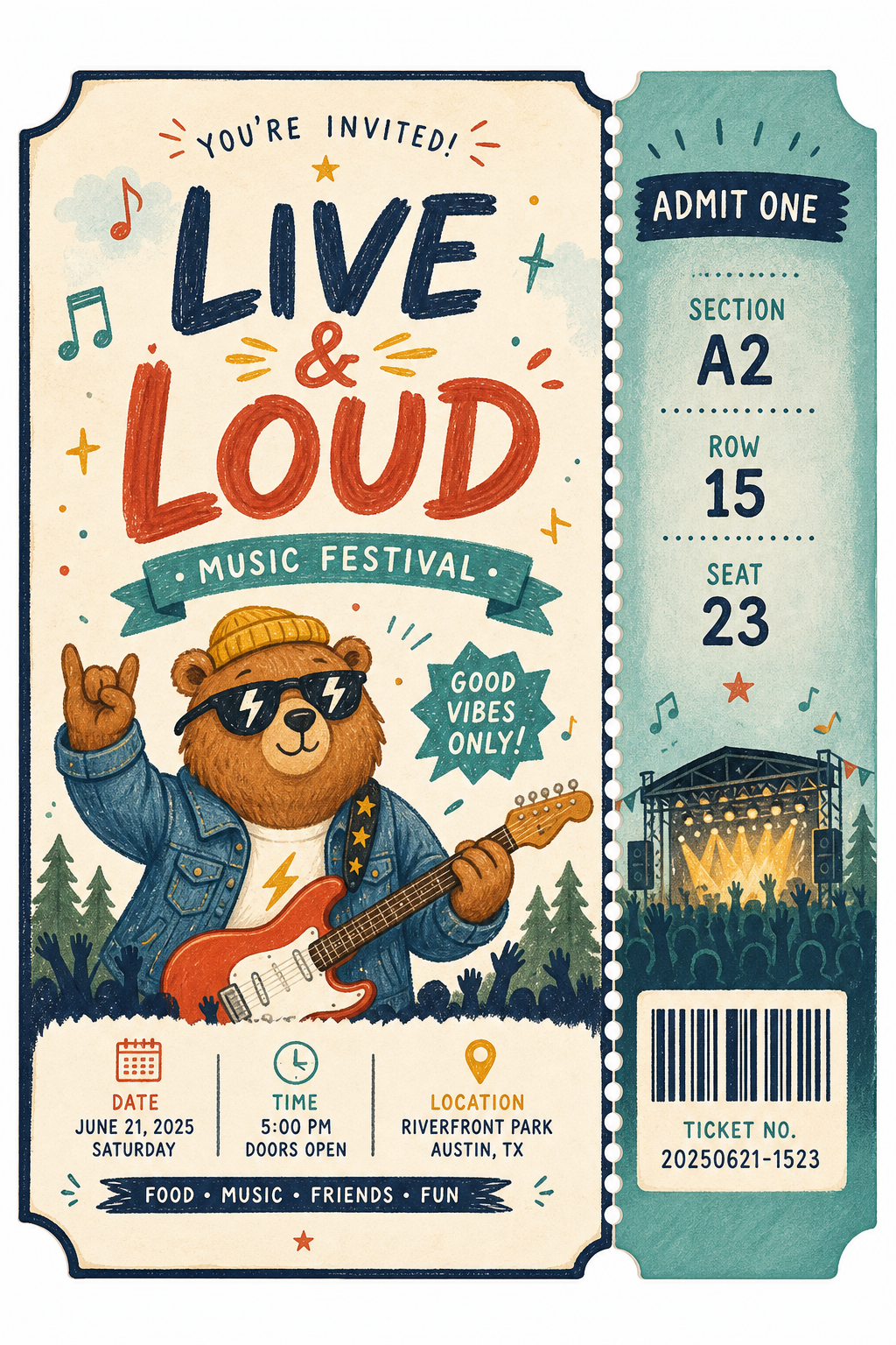 Event Ticket — illustration style brochure cover