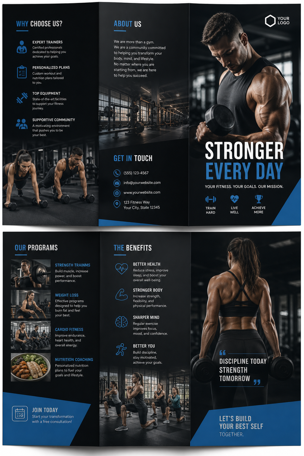 Fitness Brochure — photo-realistic style brochure cover