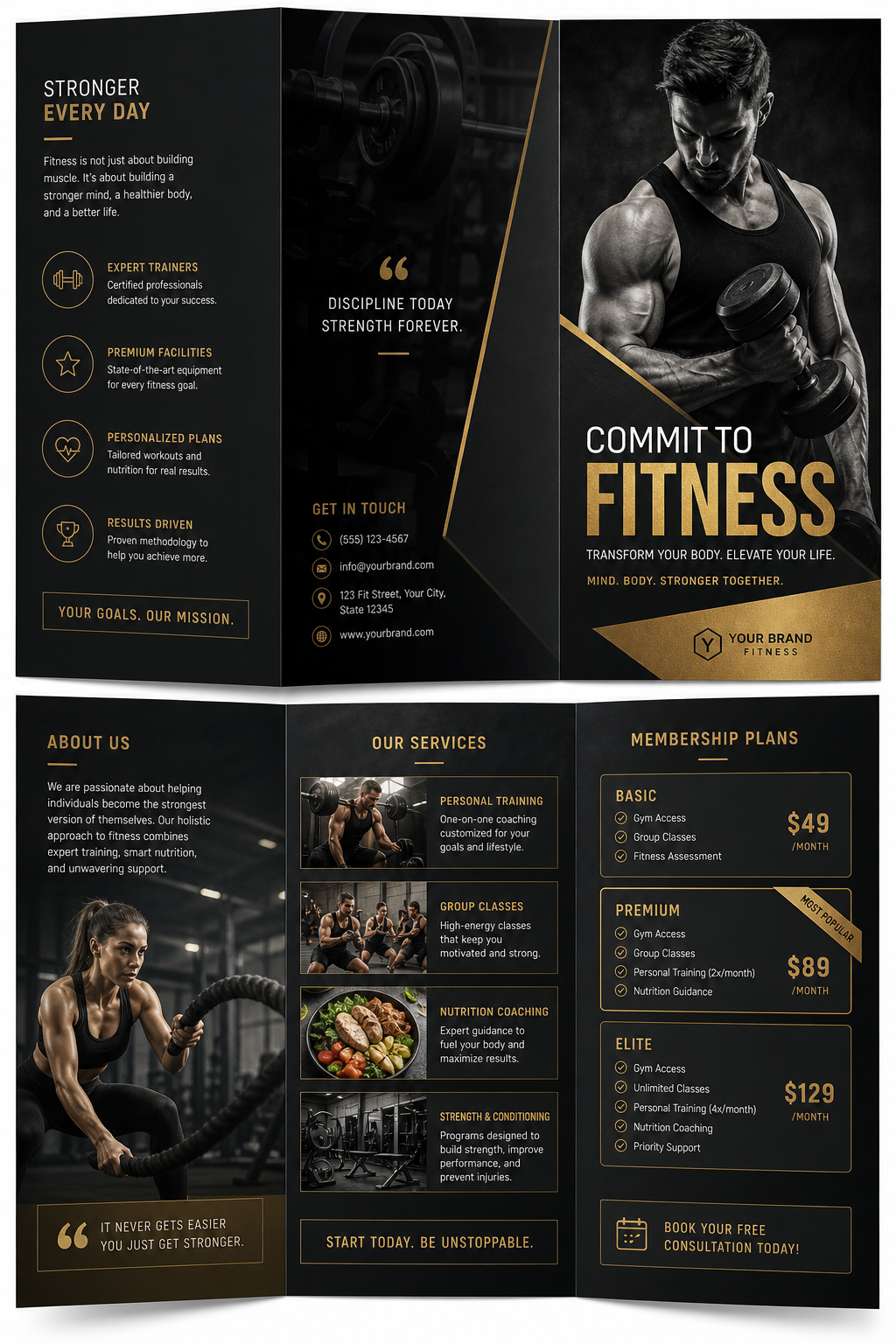 Fitness Brochure — elegant style brochure cover