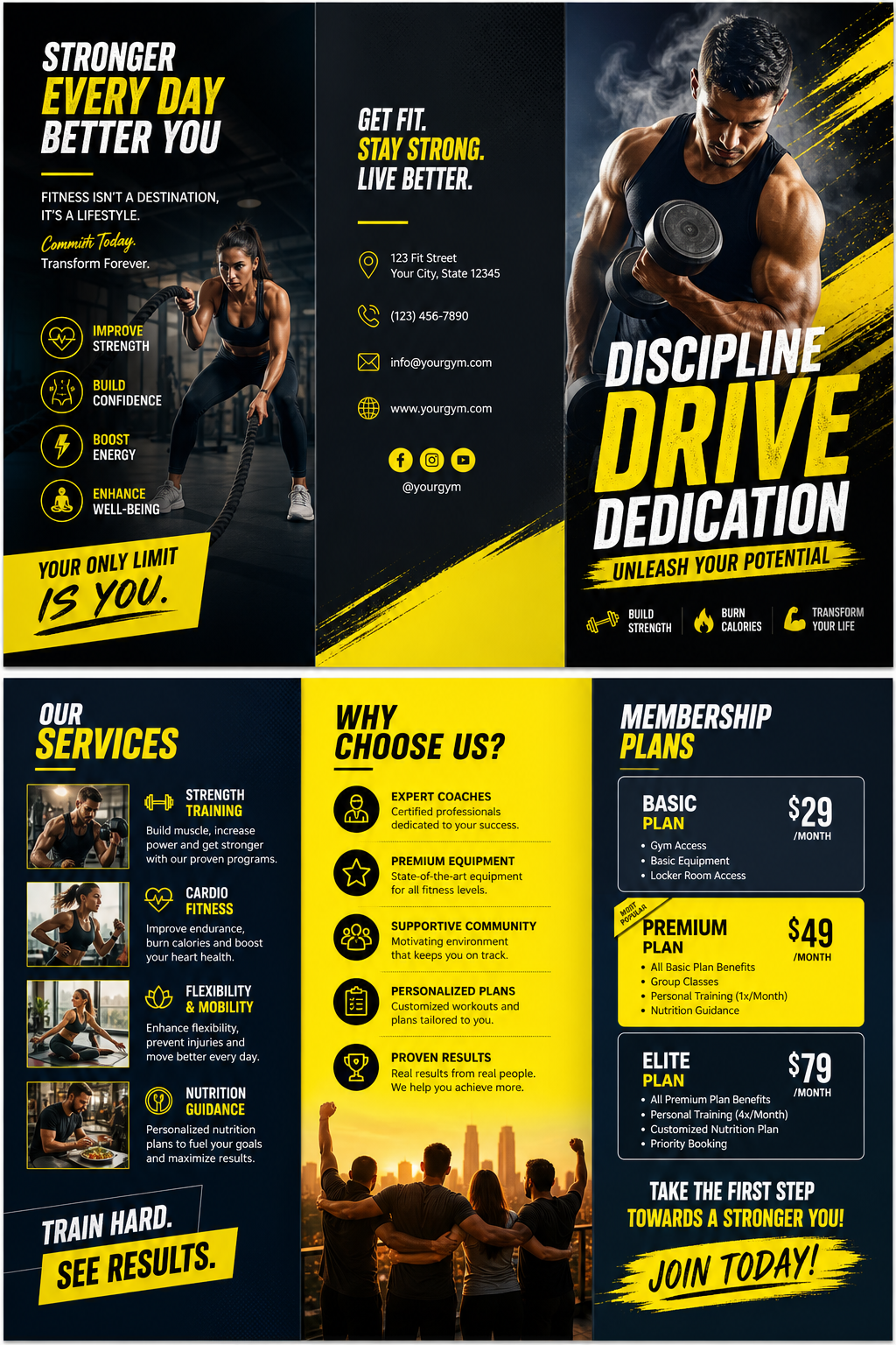 Fitness Brochure — vibrant style brochure cover