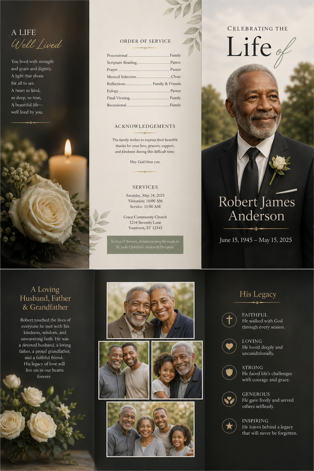 Funeral Brochure — photo-realistic style brochure cover