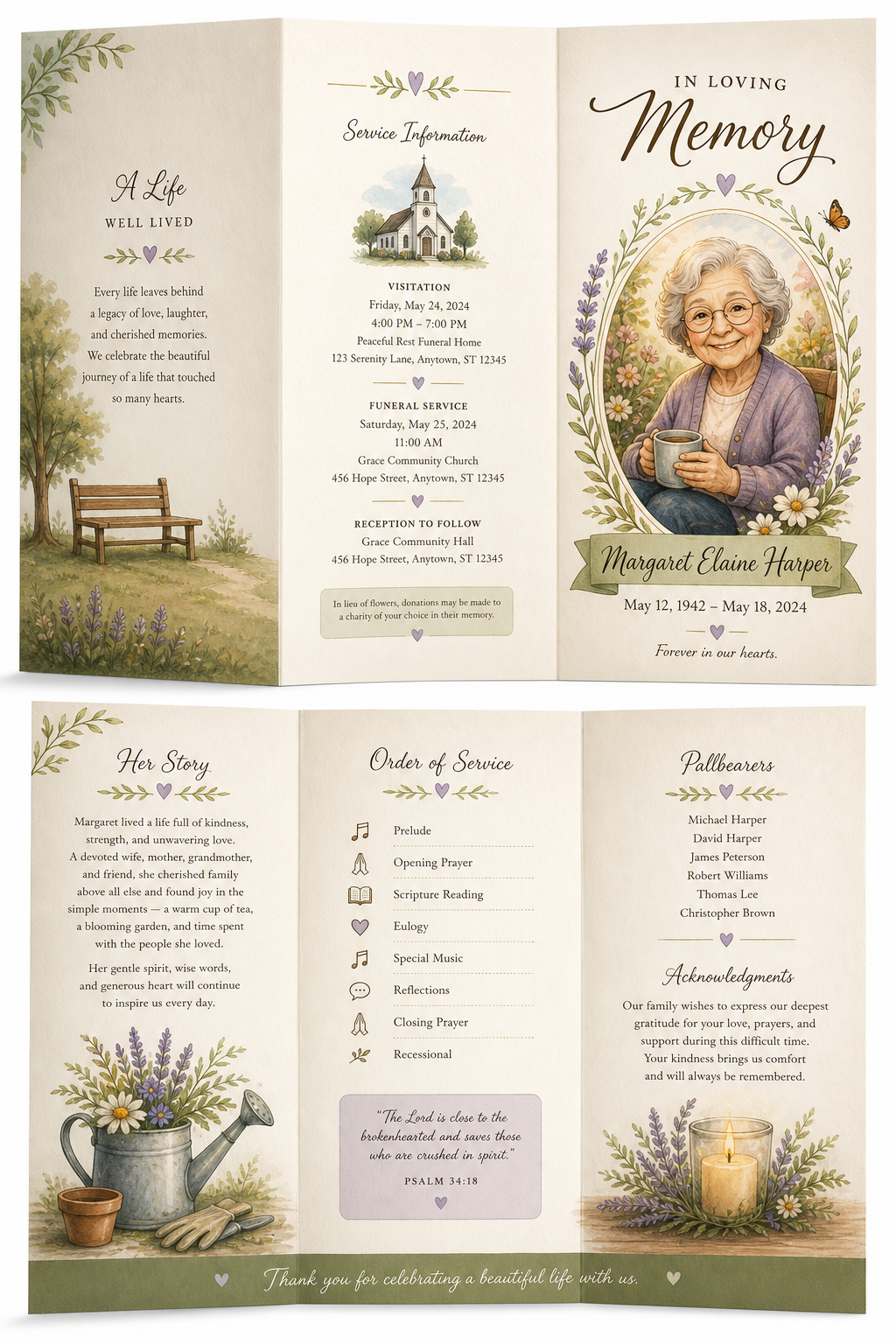 Funeral Brochure — illustration style brochure cover