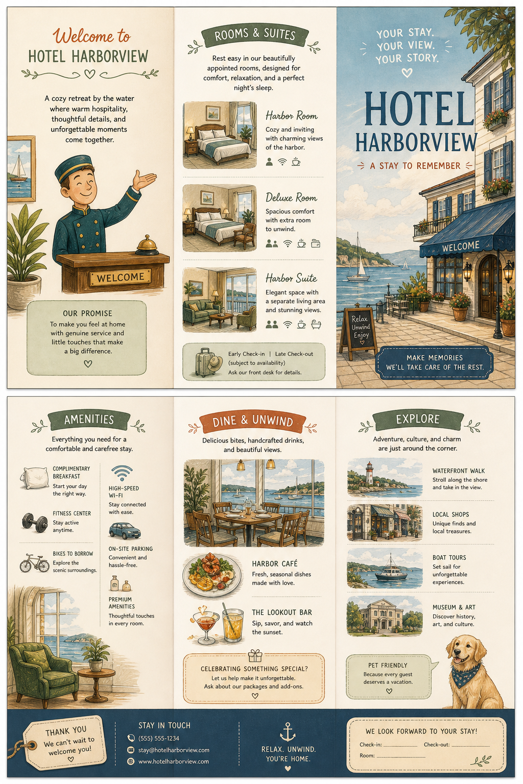 Hotel Brochure — illustration style brochure cover