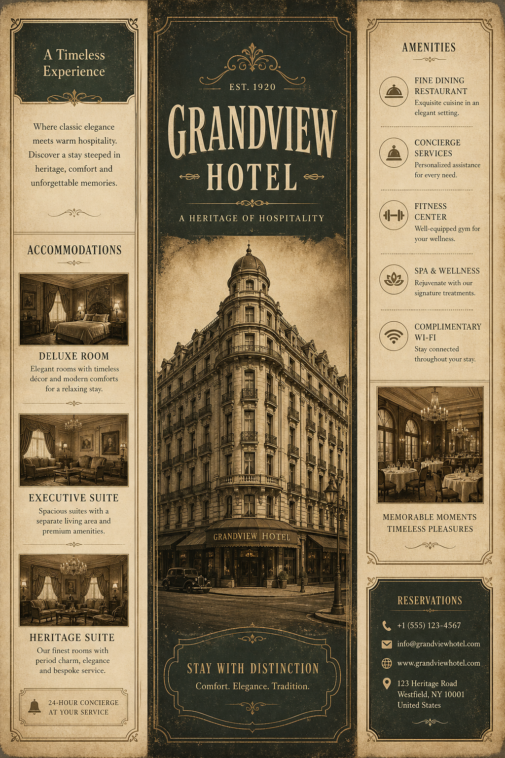 Hotel Brochure — vintage style brochure cover