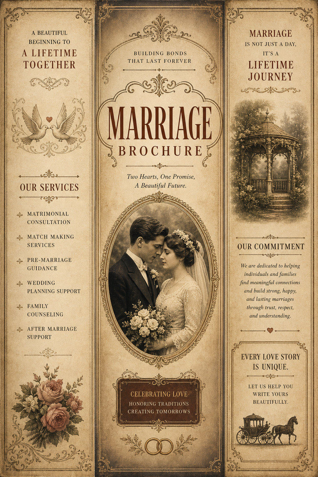 Marriage Brochure — vintage style brochure cover