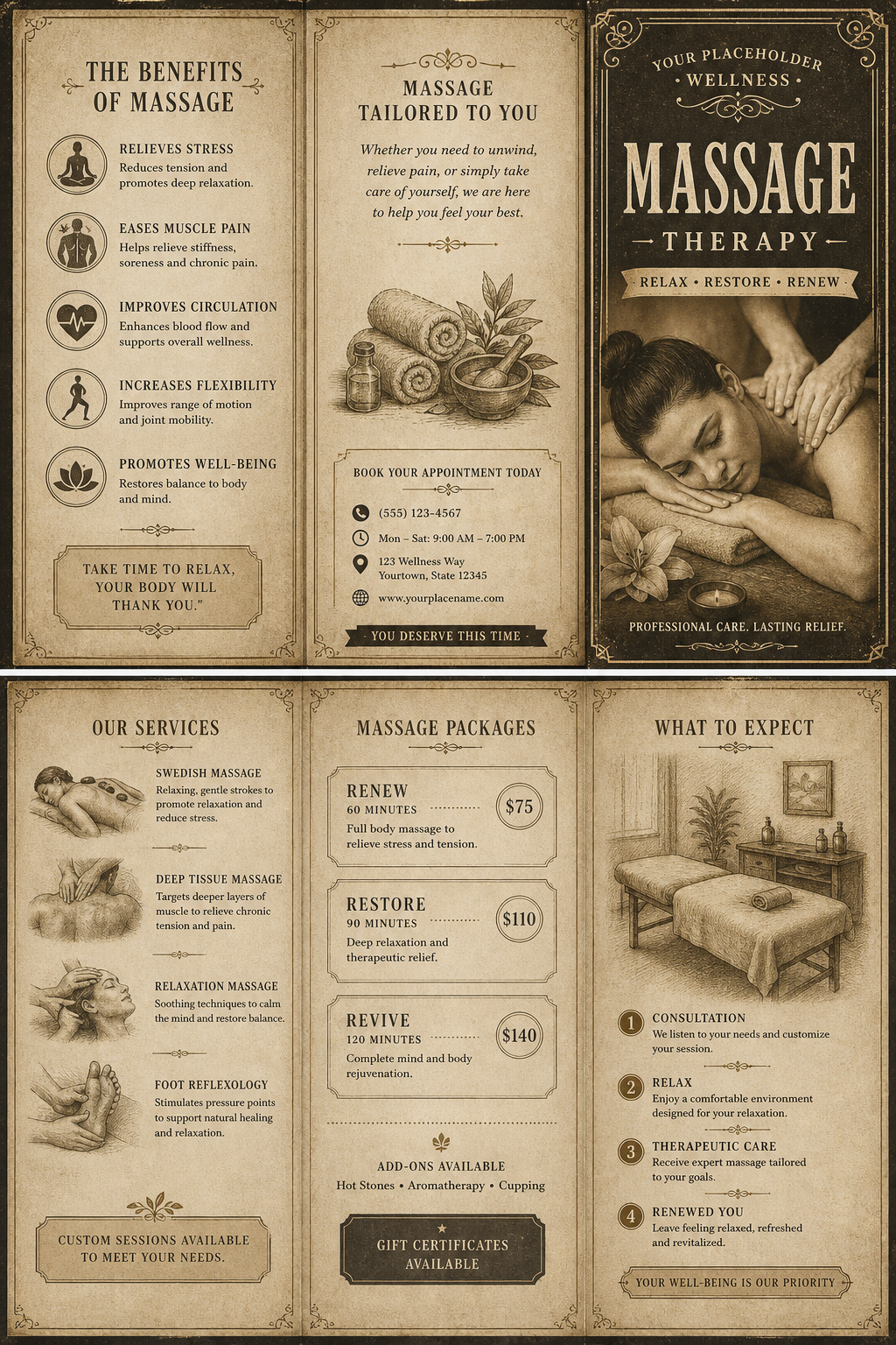 Massage Brochure — vintage style brochure cover