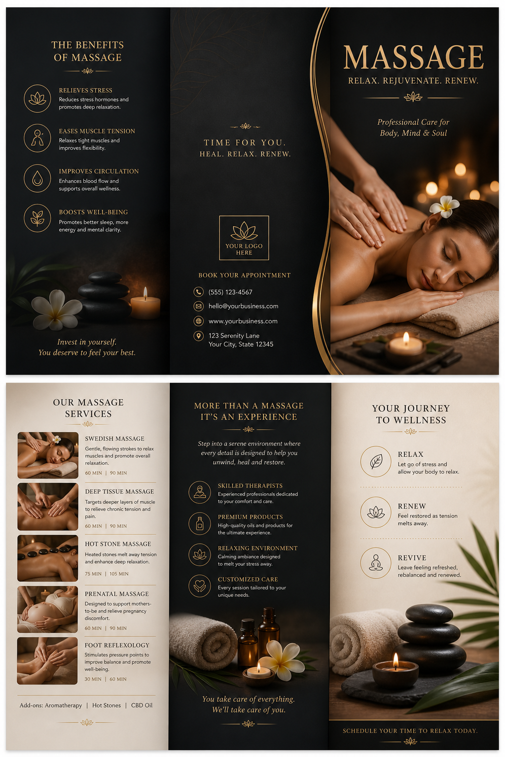 Massage Brochure — elegant style brochure cover