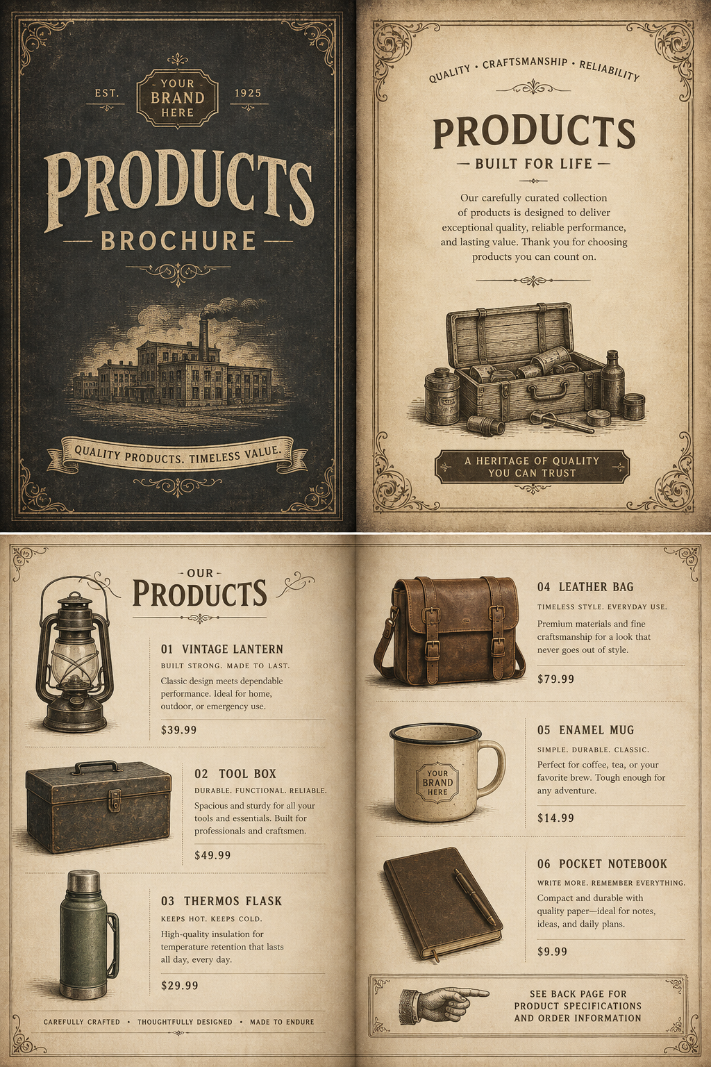Products Brochure — vintage style brochure cover