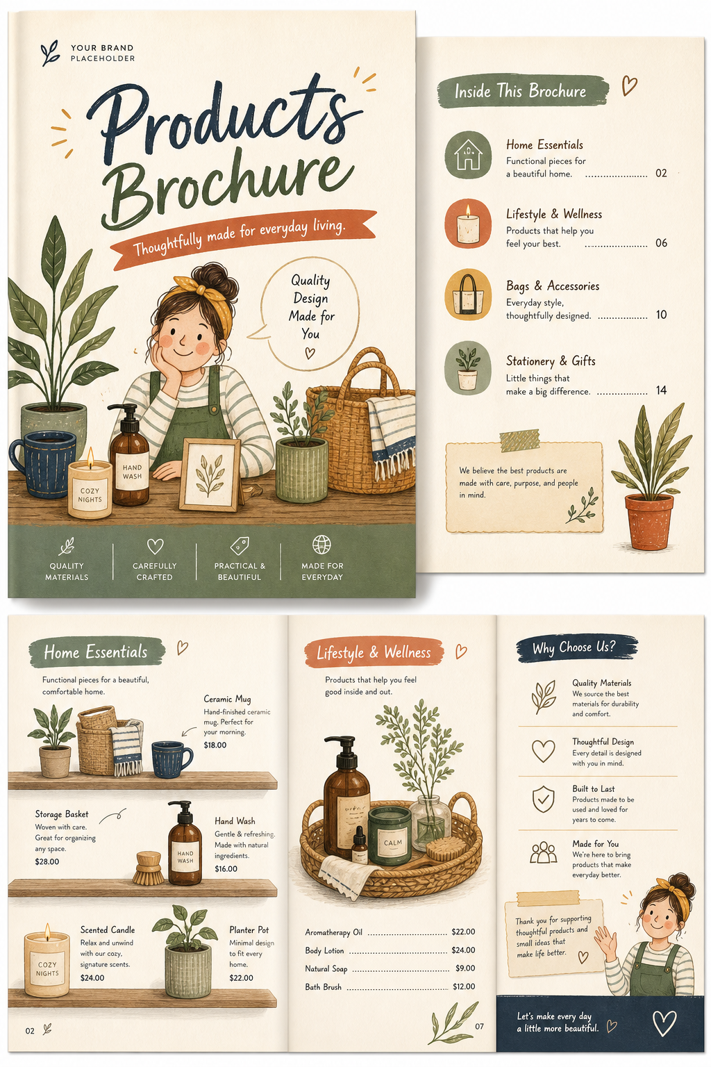 Products Brochure — illustration style brochure cover