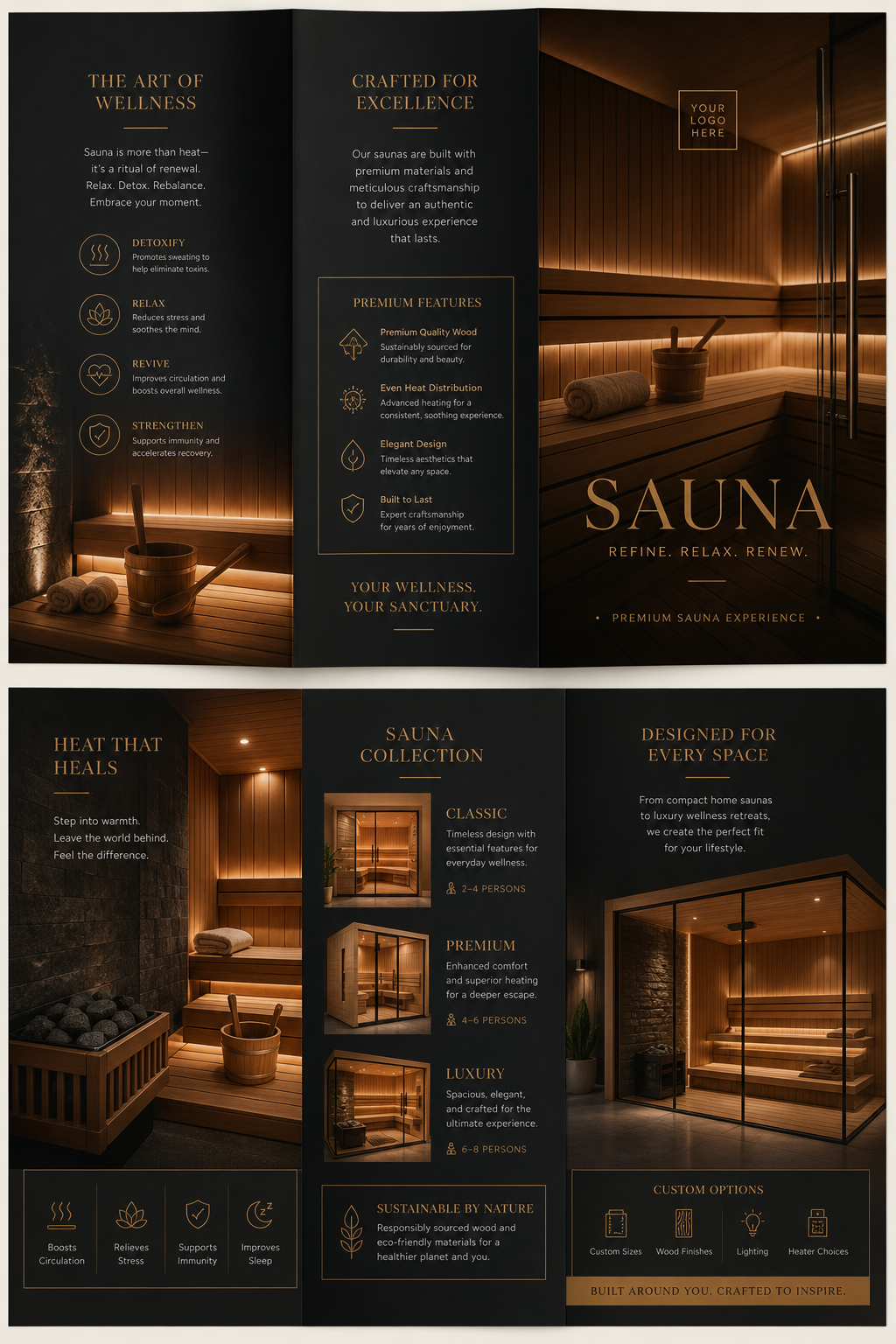 Sauna Brochure — elegant style brochure cover
