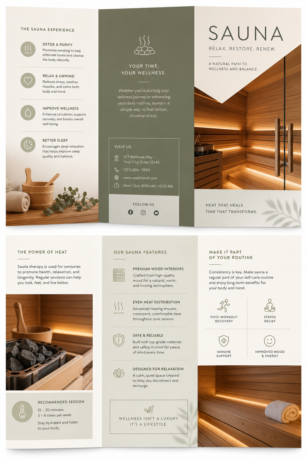 Sauna Brochure — modern style brochure cover