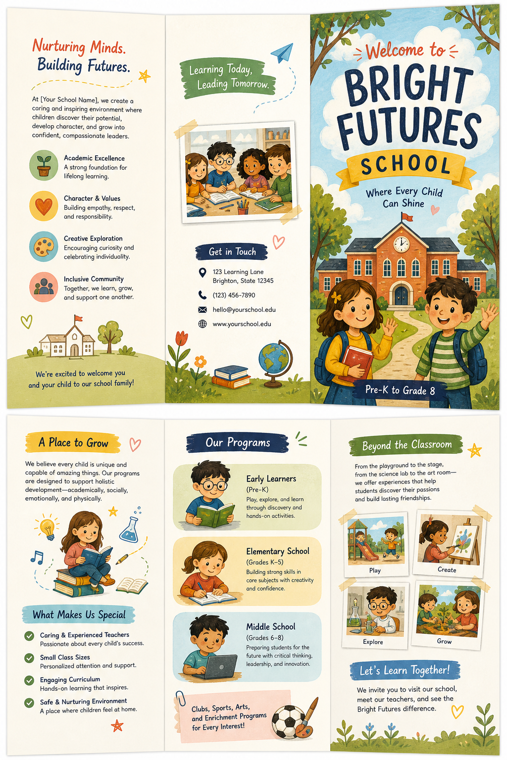 School Brochure — illustration style brochure cover