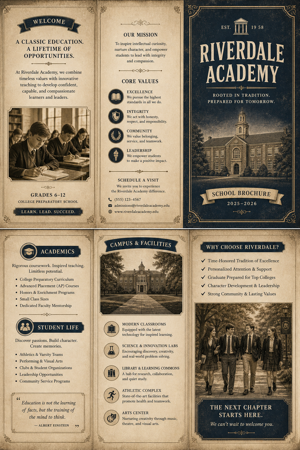 School Brochure — vintage style brochure cover