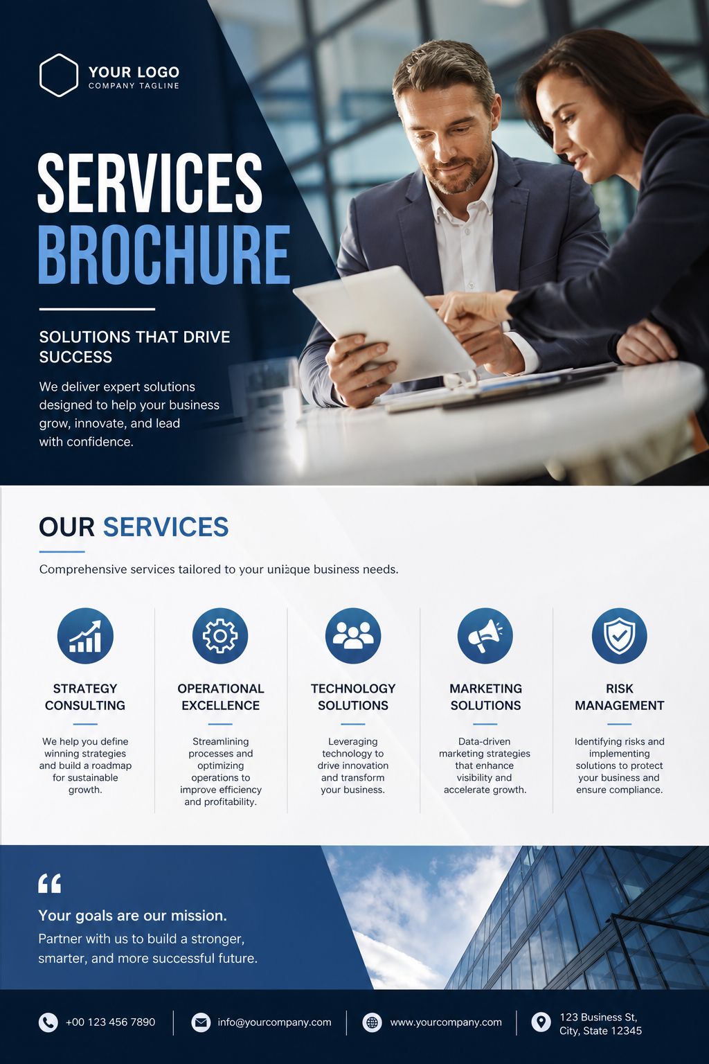 Services Brochure — photo-realistic style brochure cover