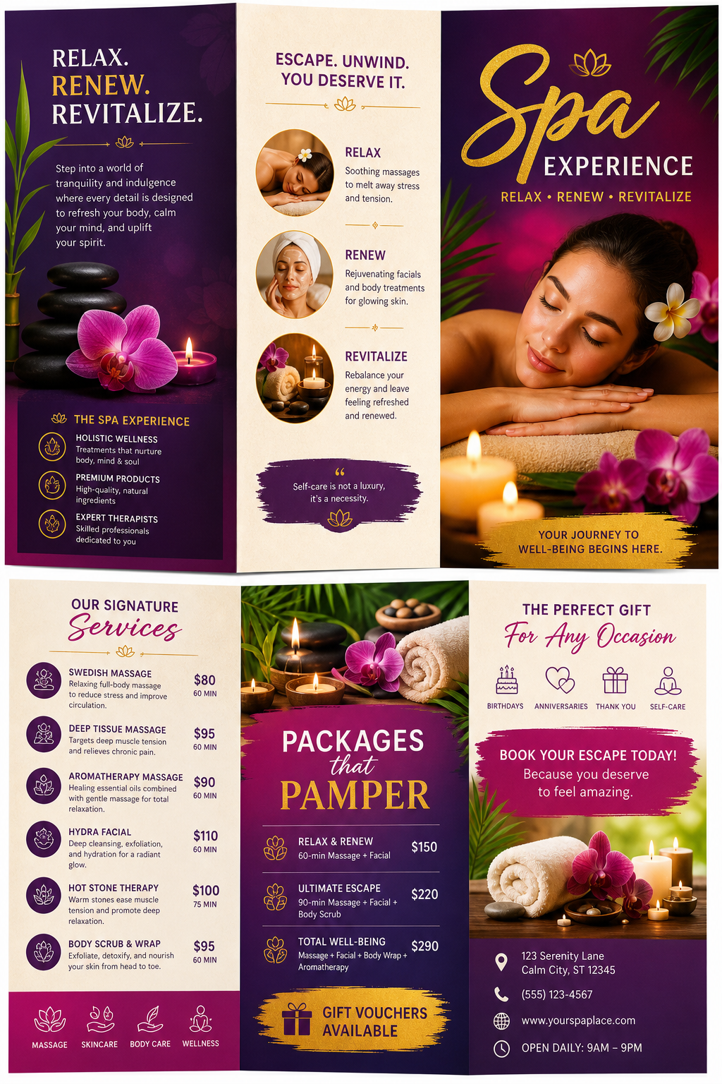 Spa Brochure — vibrant style brochure cover
