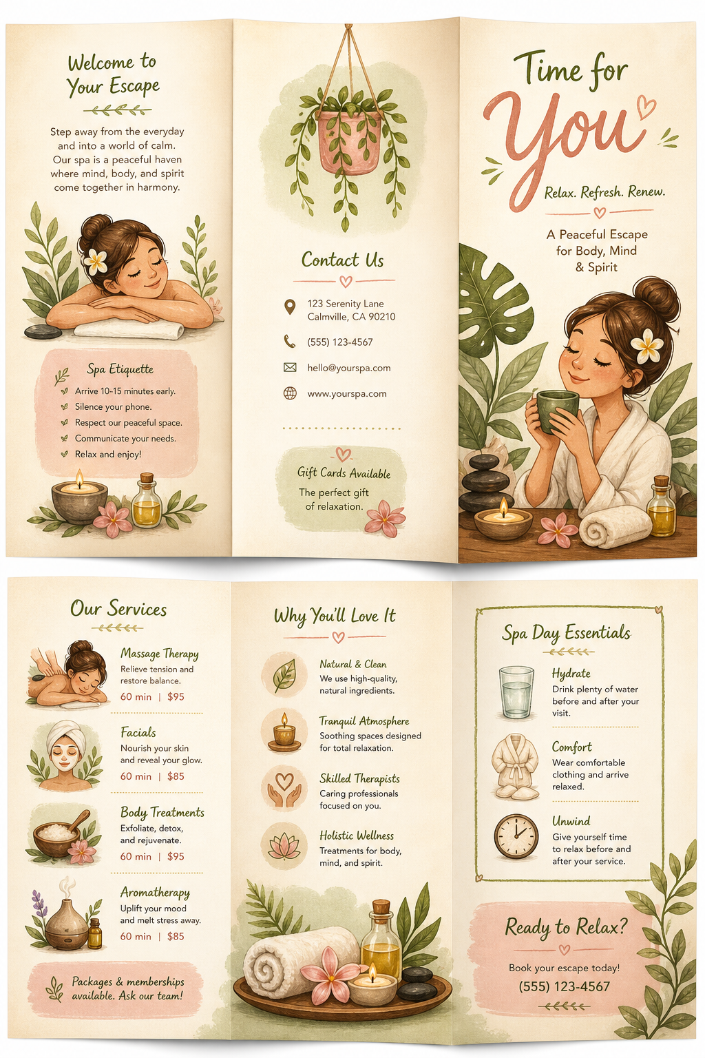 Spa Brochure — illustration style brochure cover