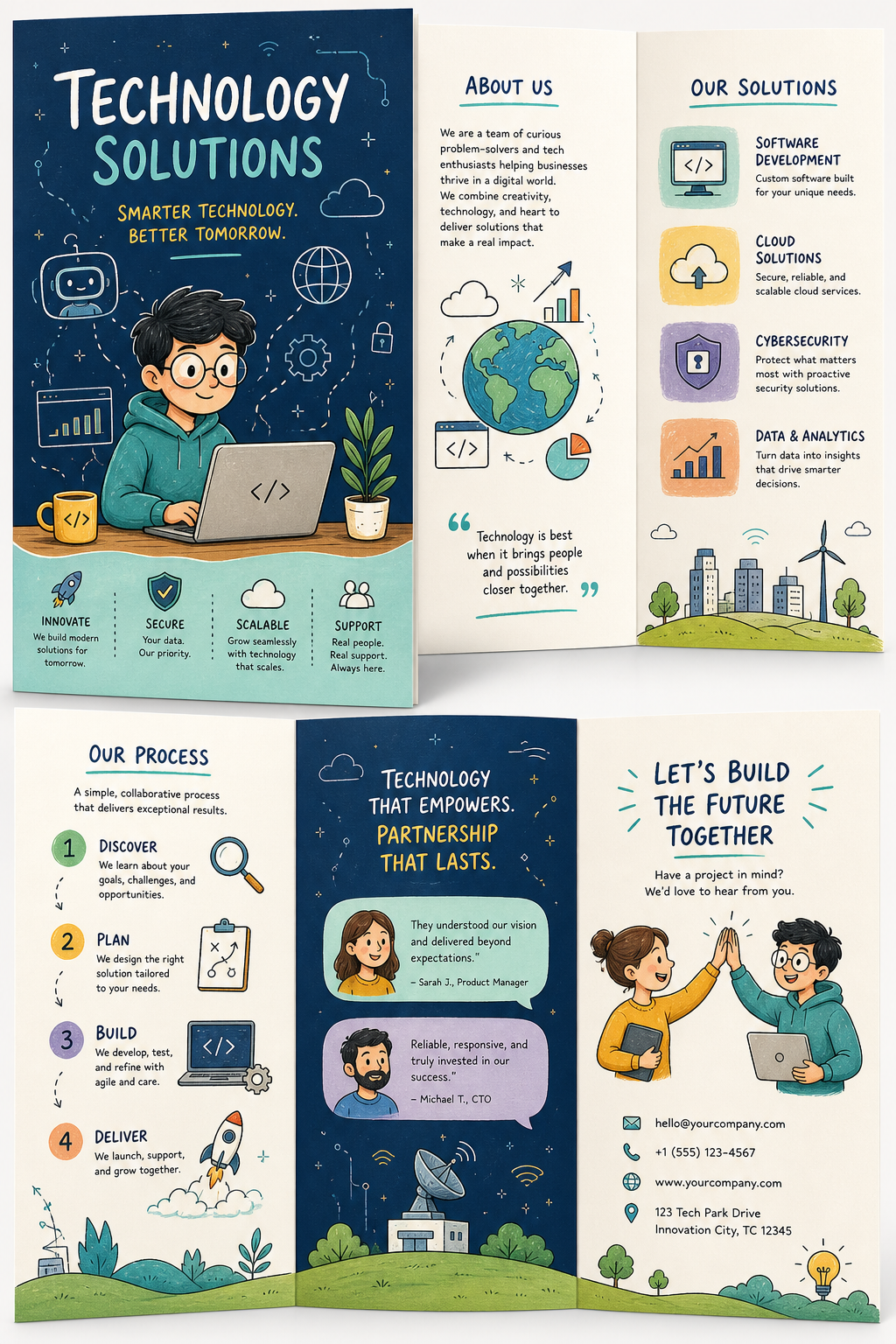 Technology Brochure — illustration style brochure cover