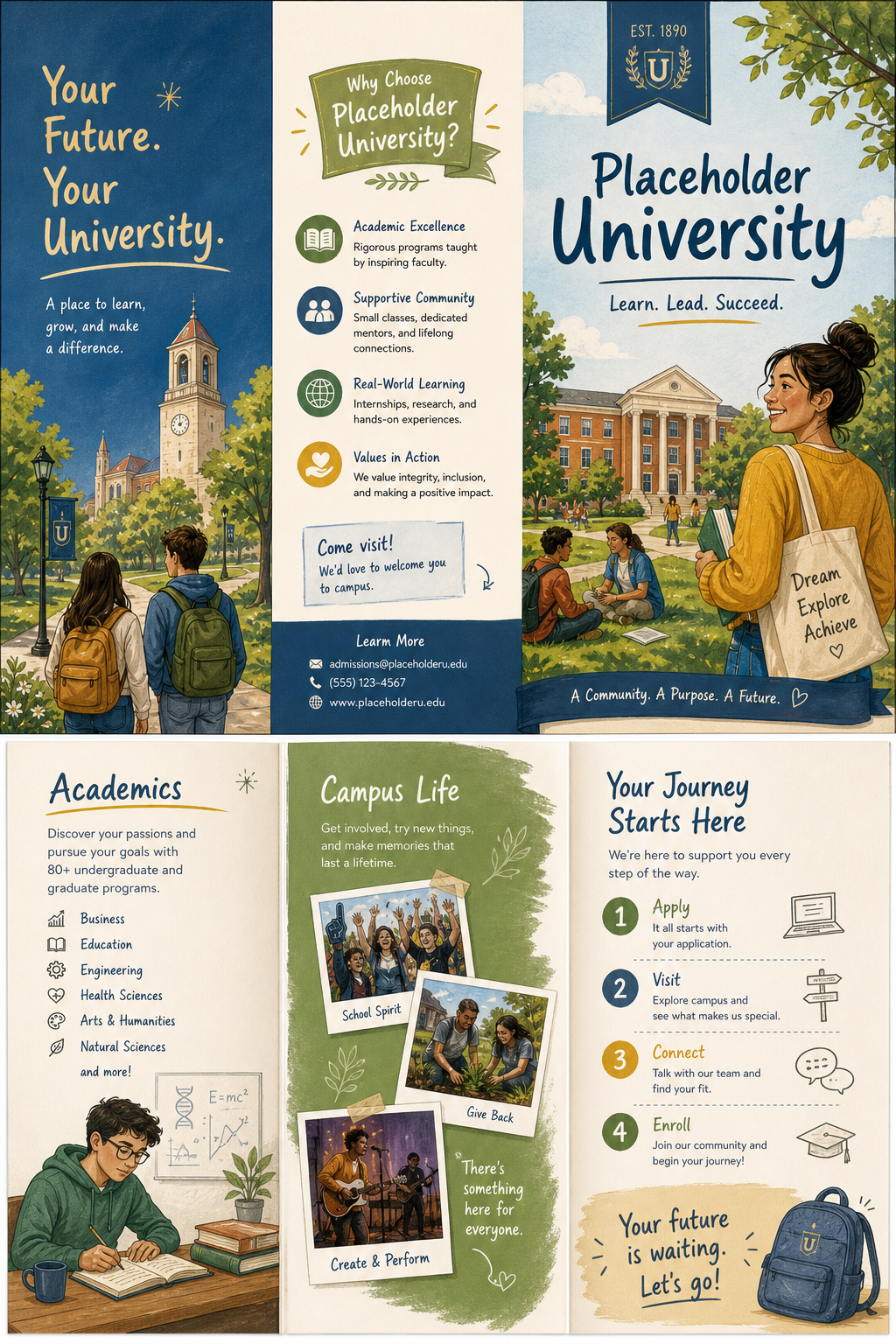 University Brochure — illustration style brochure cover