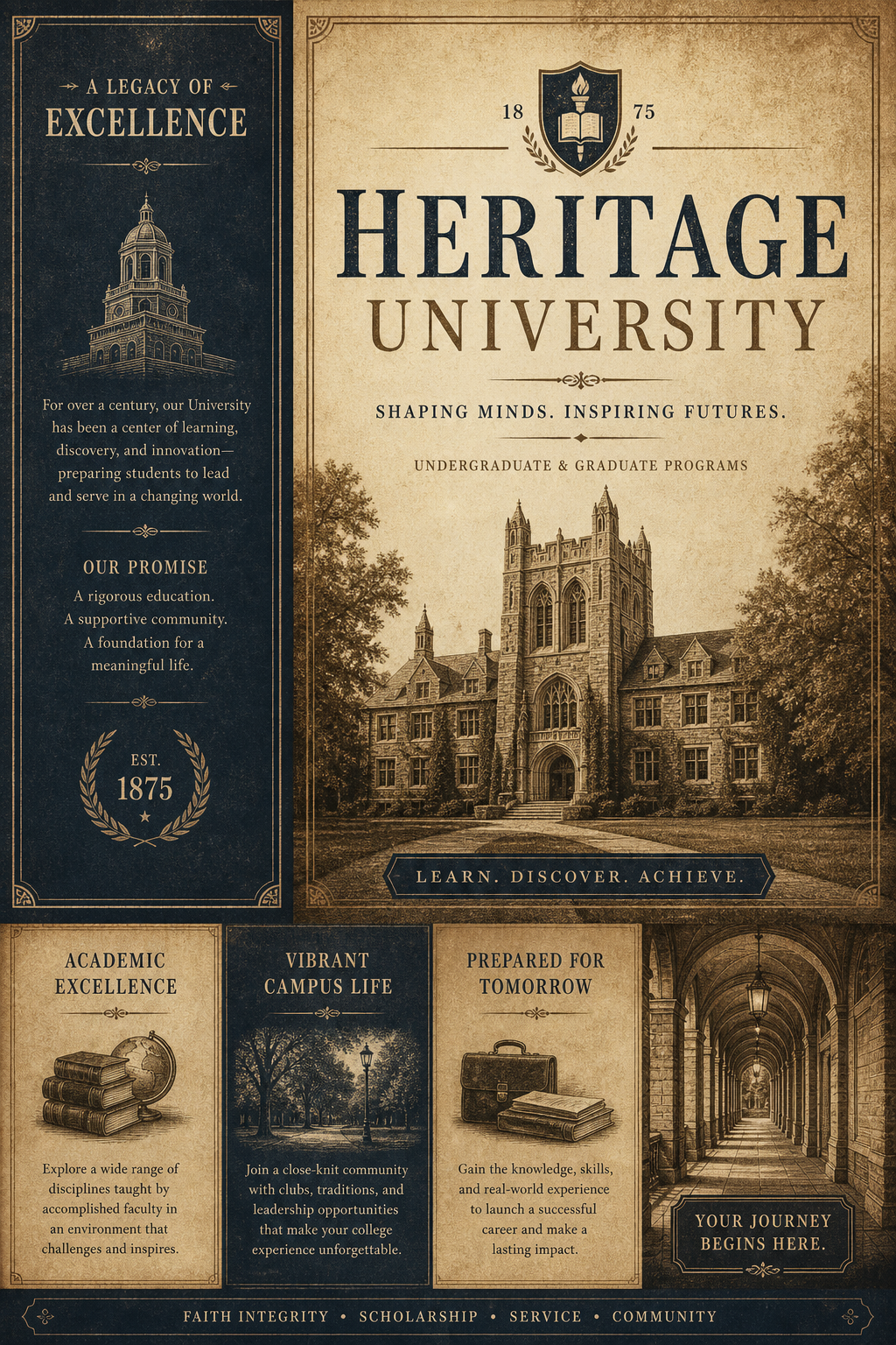 University Brochure — vintage style brochure cover