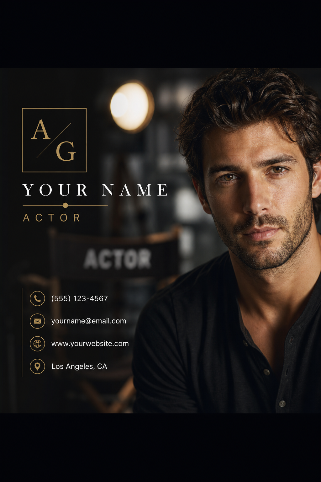 Actor Business Card — photo-realistic style business card design