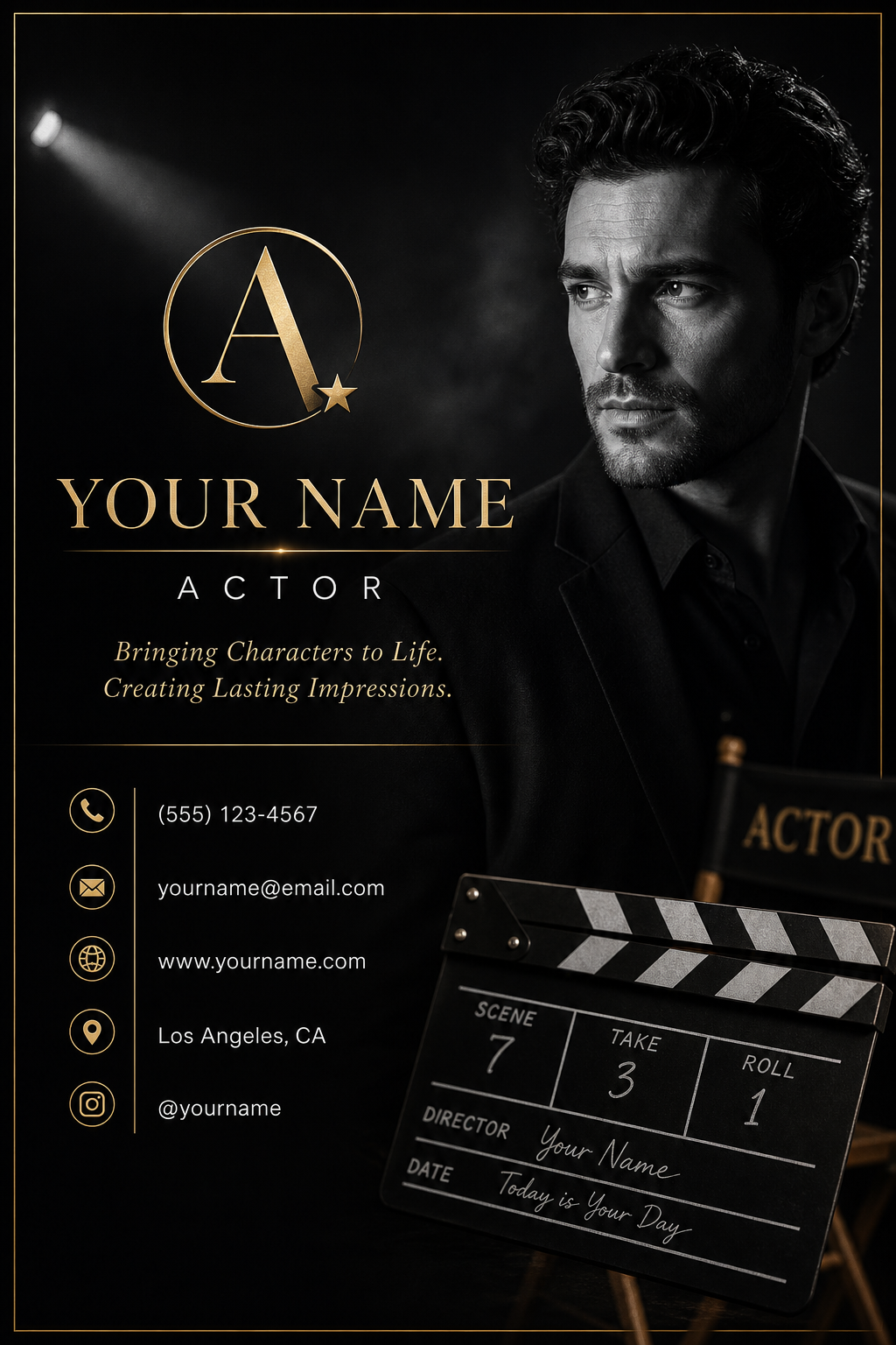 Actor Business Card — elegant style business card design