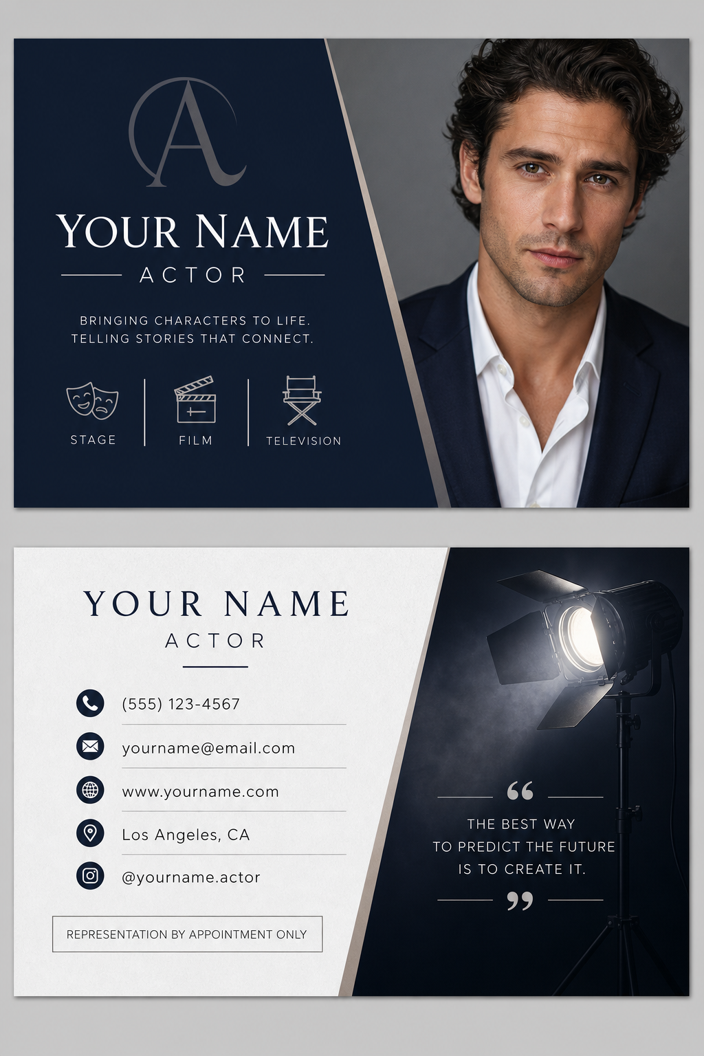 Actor Business Card — corporate style business card design