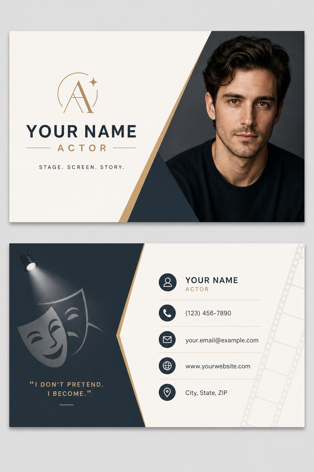 Actor Business Card — modern style business card design