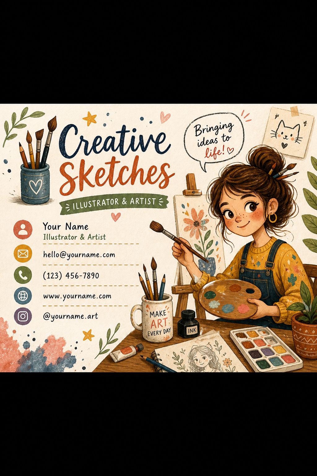 Artist Business Card — illustration style business card design