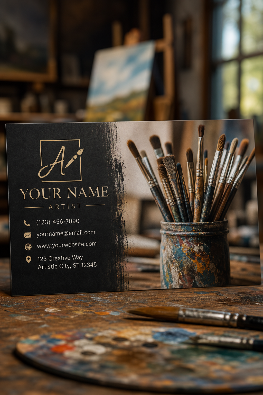 Artist Business Card — photo-realistic style business card design