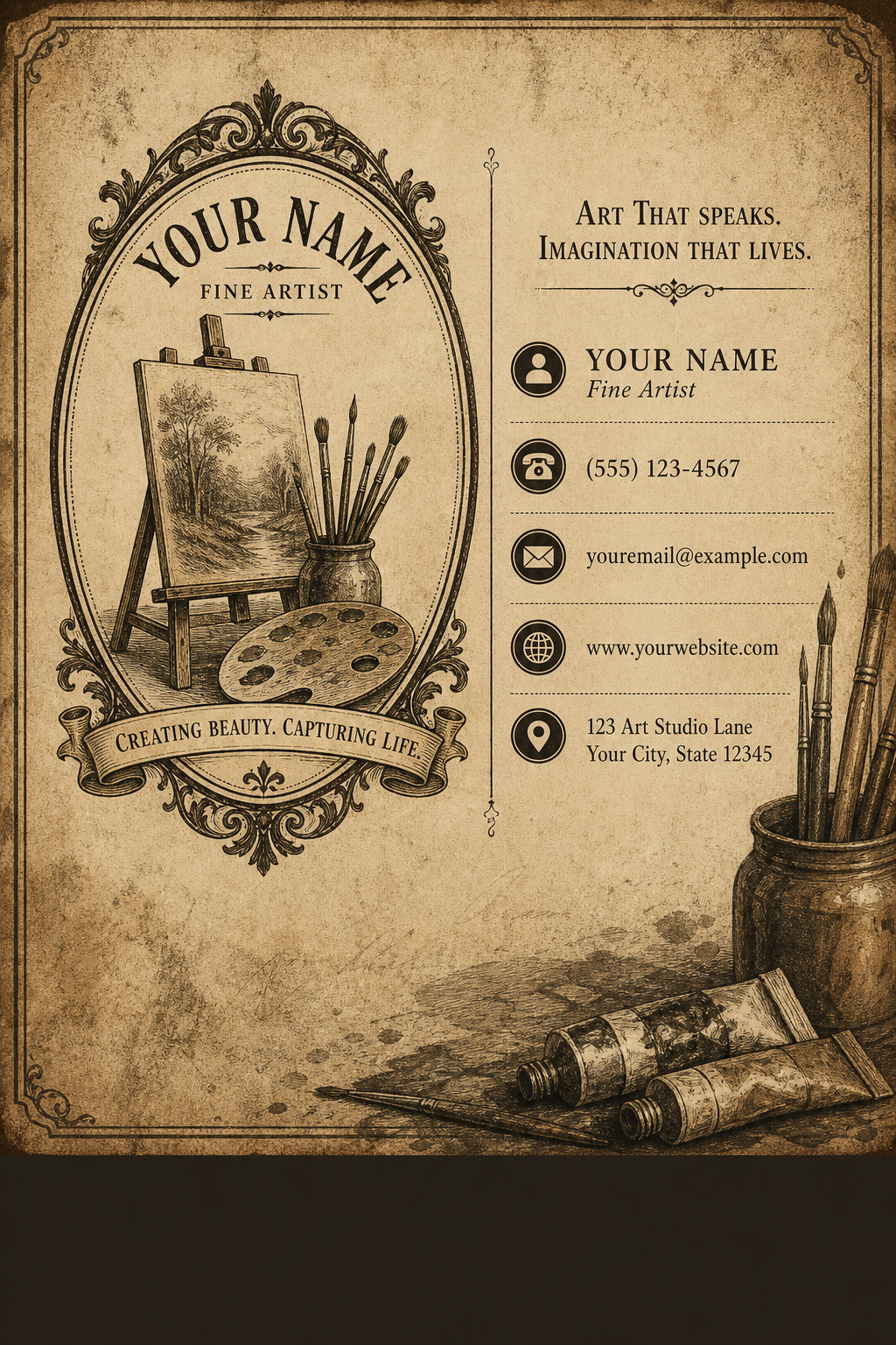 Artist Business Card — vintage style business card design