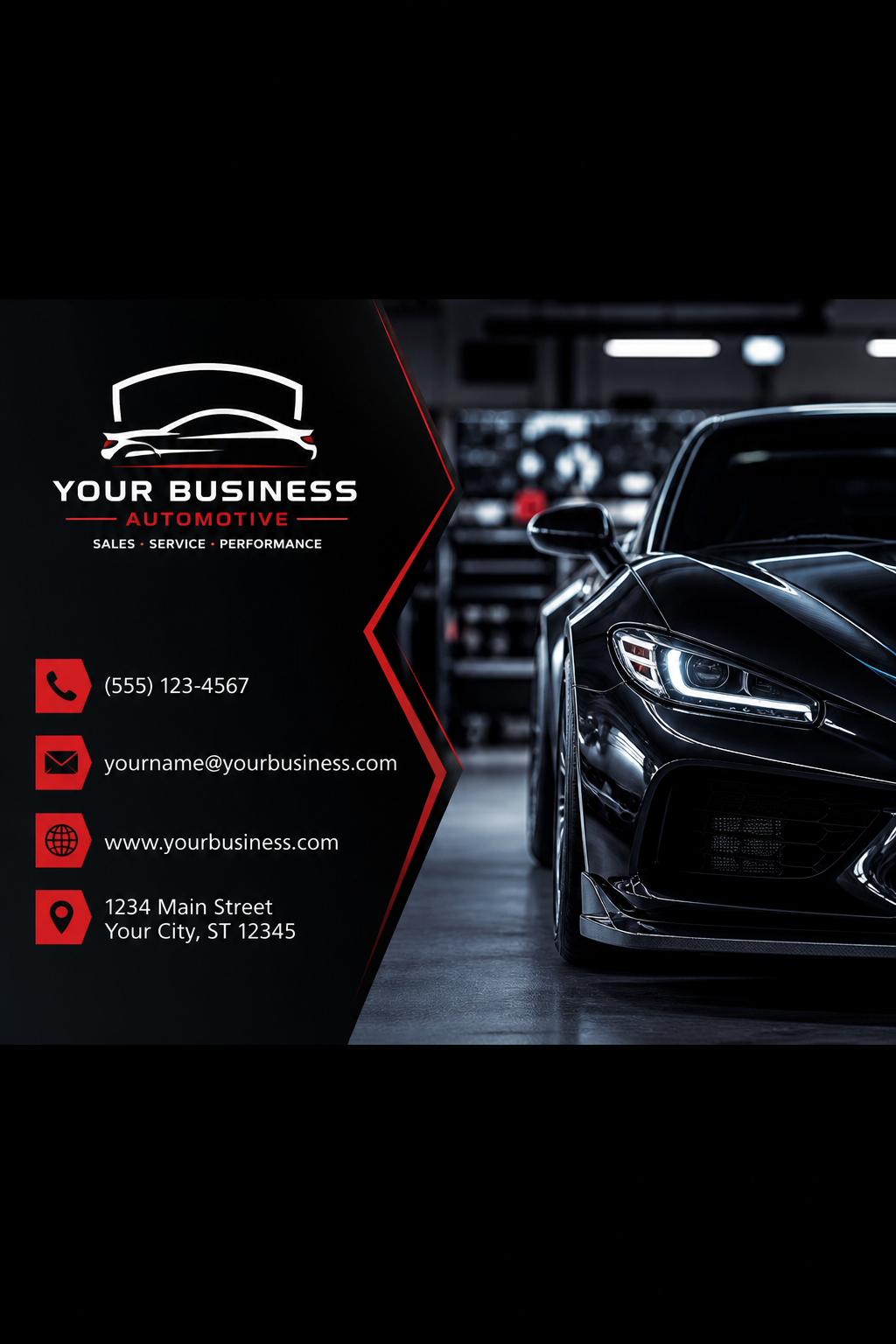 Automotive Business Card — photo-realistic style business card design