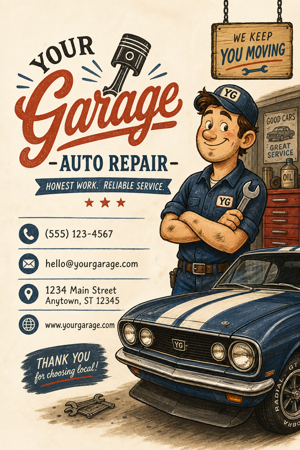 Automotive Business Card — illustration style business card design