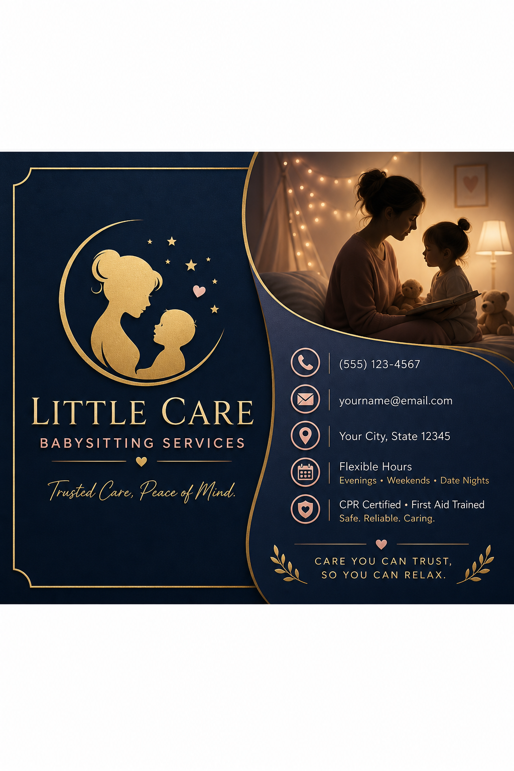 Babysitting Business Card — elegant style business card design