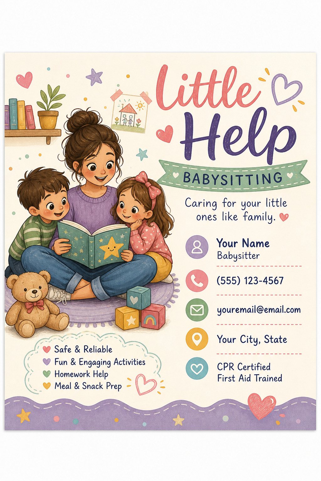 Babysitting Business Card — illustration style business card design
