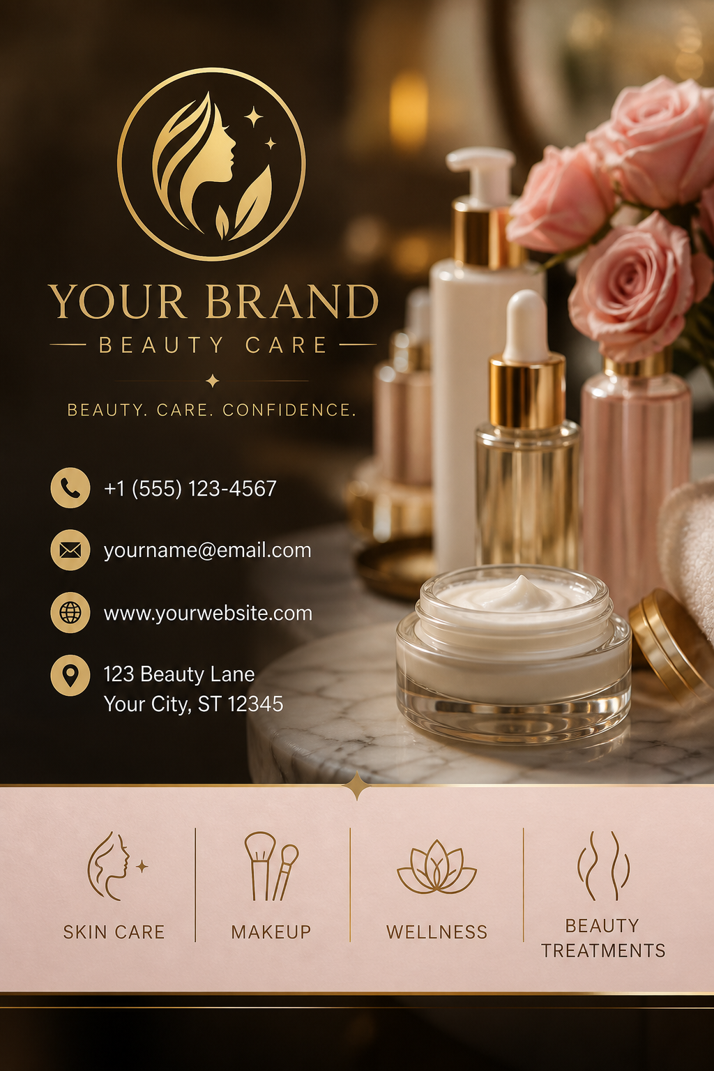 Beauty Care Business Card — photo-realistic style business card design