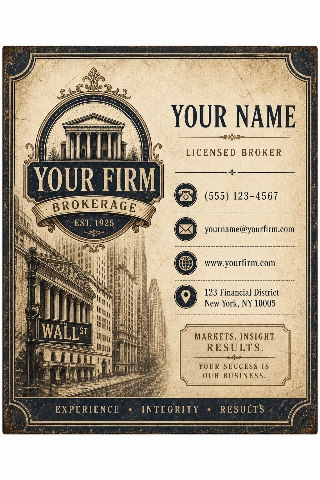 Broker Business Card — vintage style business card design