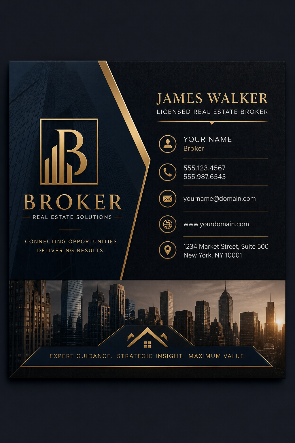 Broker Business Card — elegant style business card design