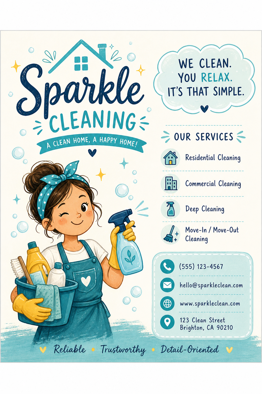 Cleaning Business Card — illustration style business card design