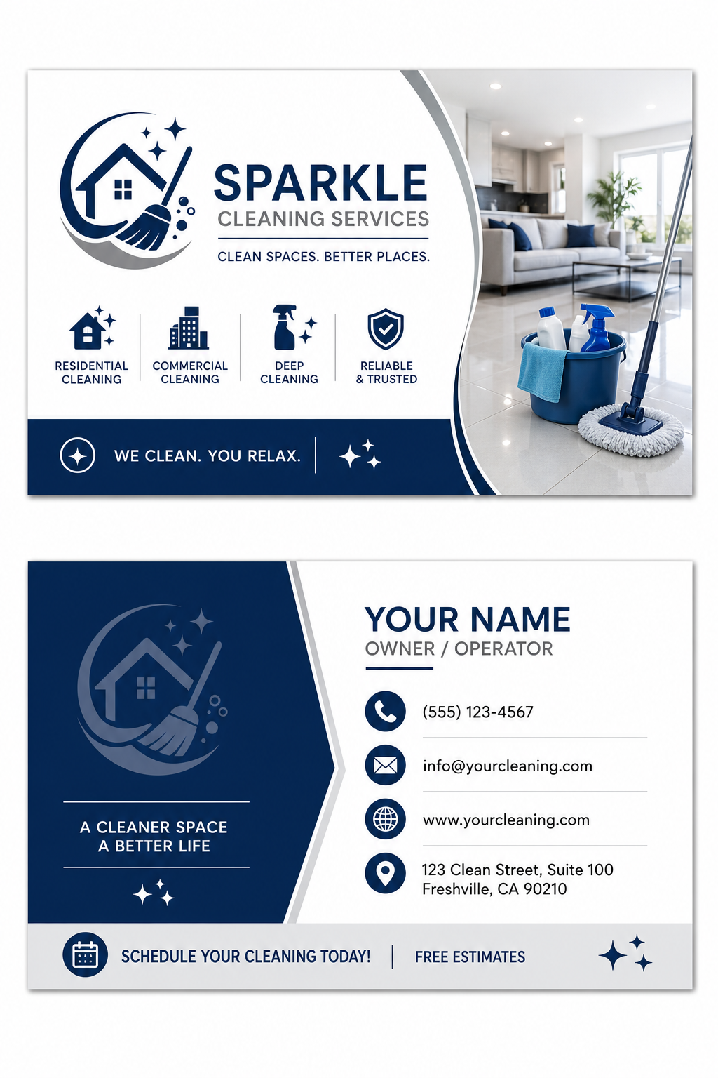 Cleaning Business Card — corporate style business card design