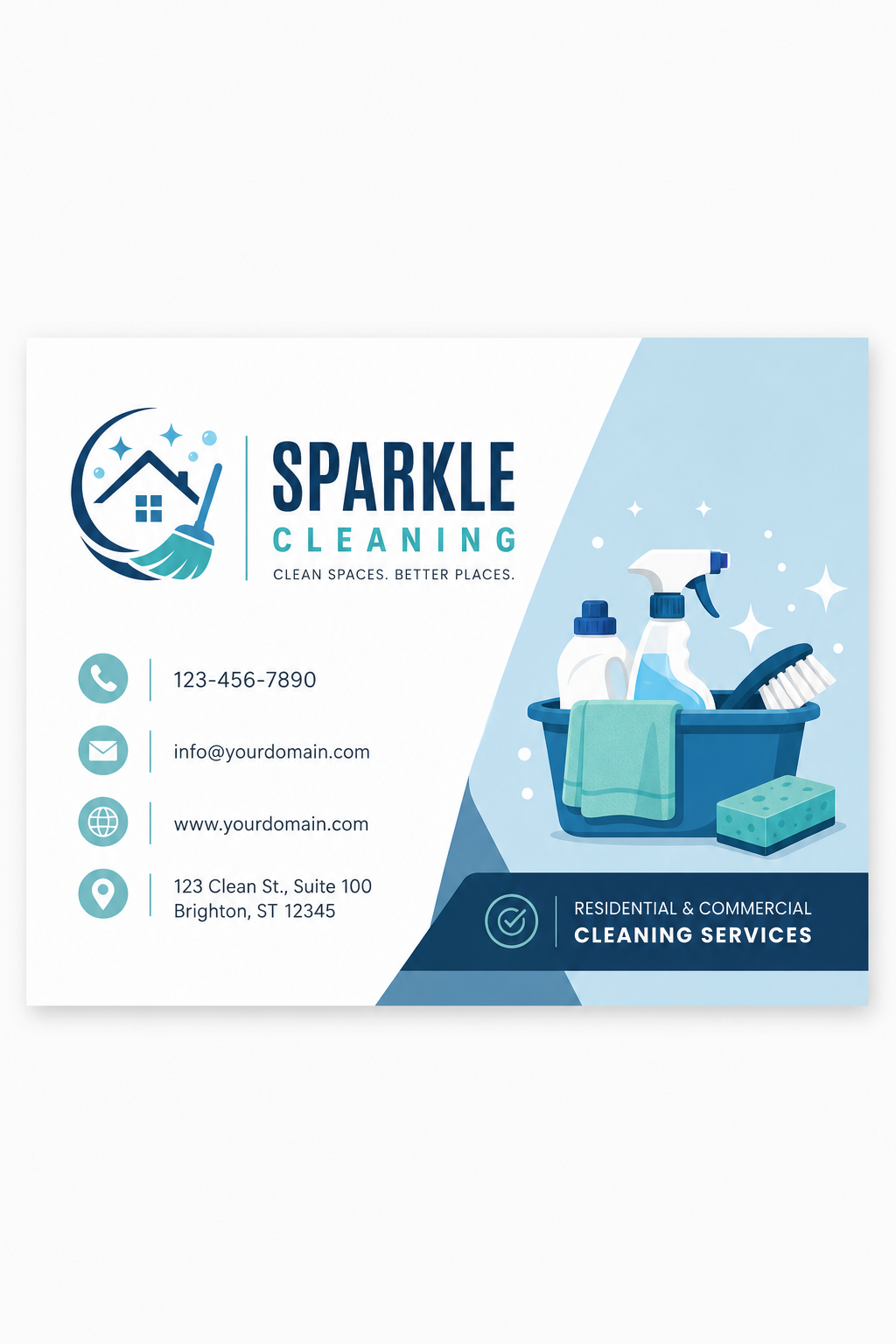Cleaning Business Card — modern style business card design