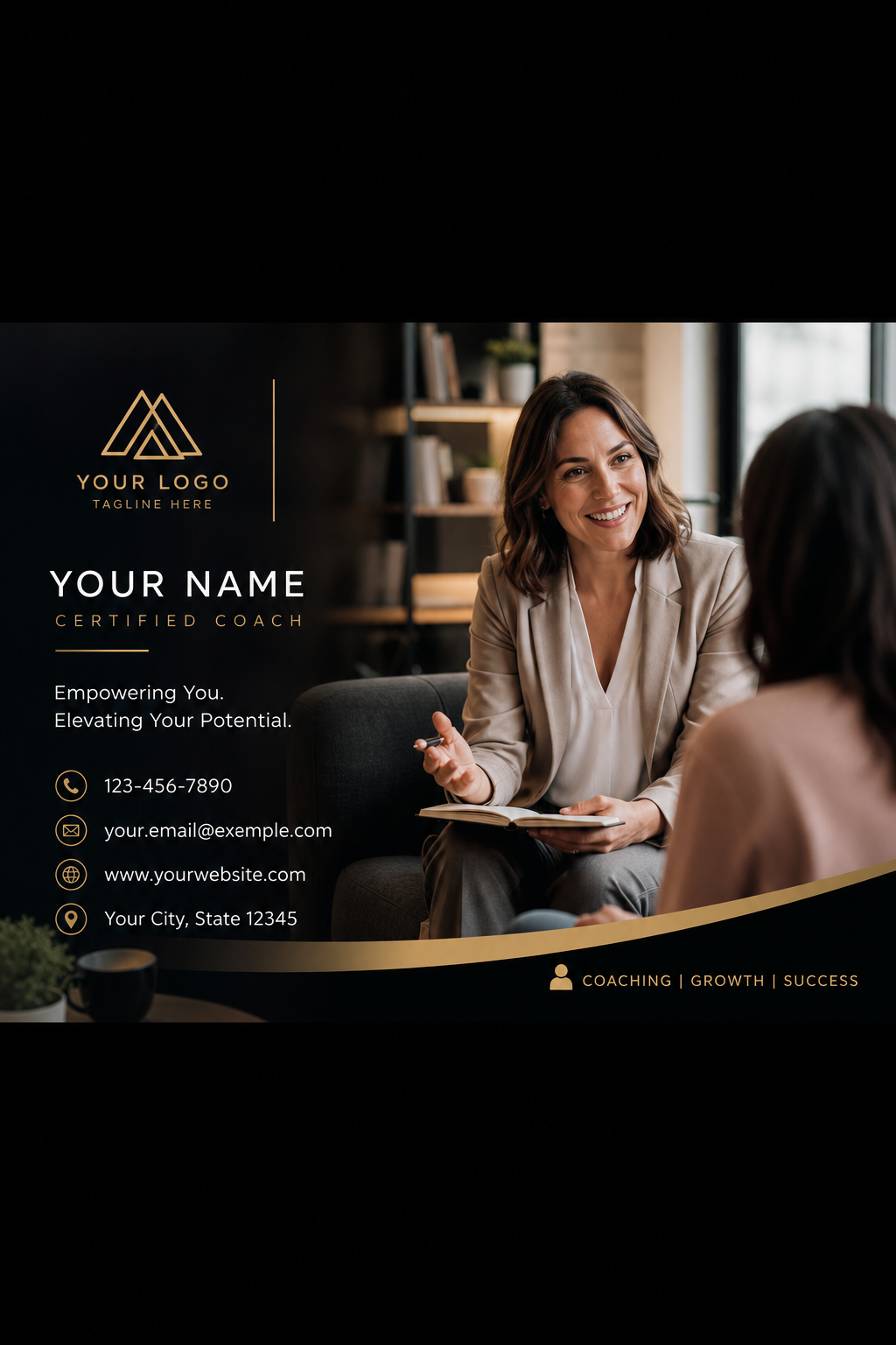 Coaching Business Card — photo-realistic style business card design