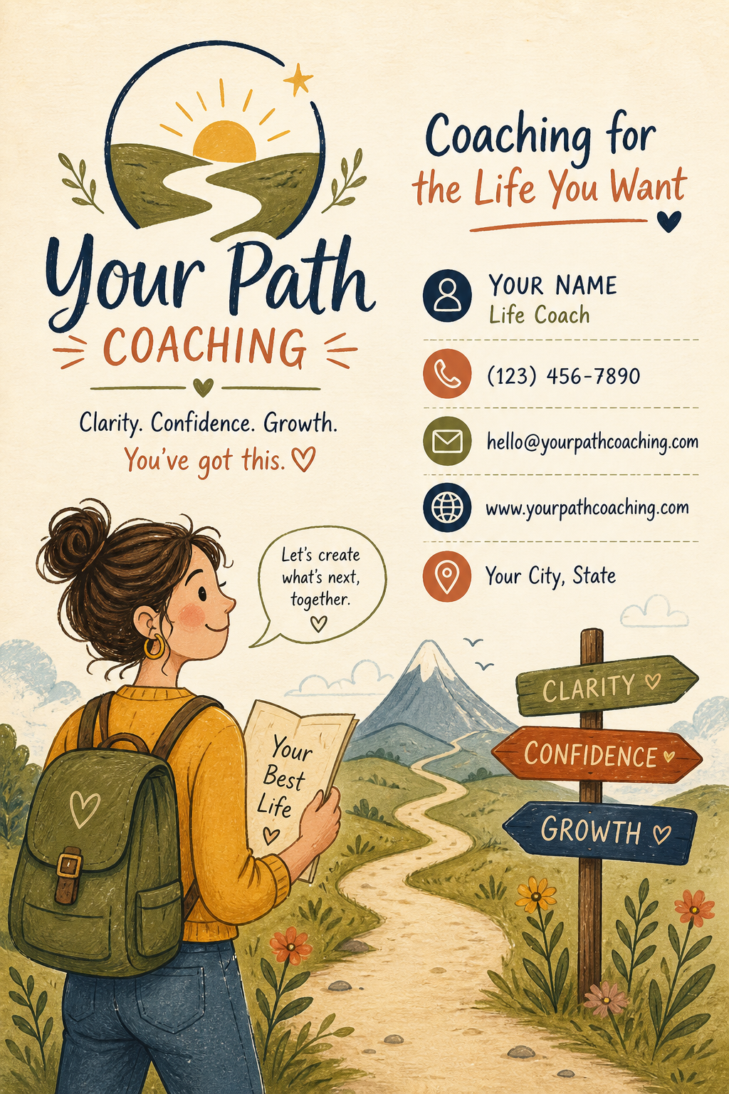 Coaching Business Card — illustration style business card design