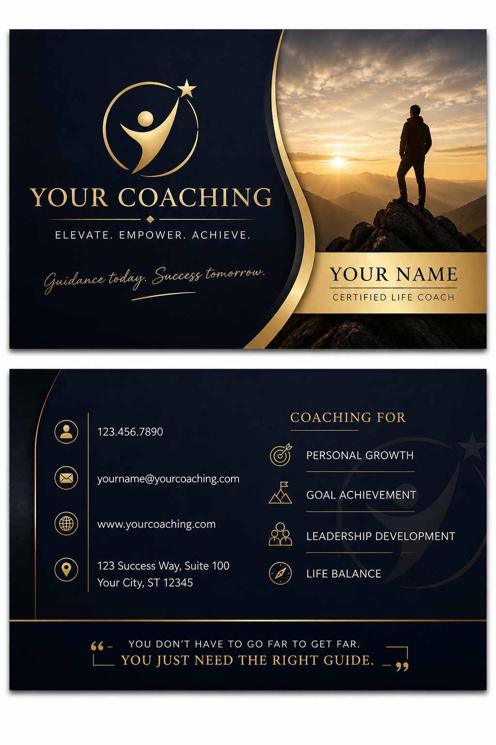 Coaching Business Card — elegant style business card design