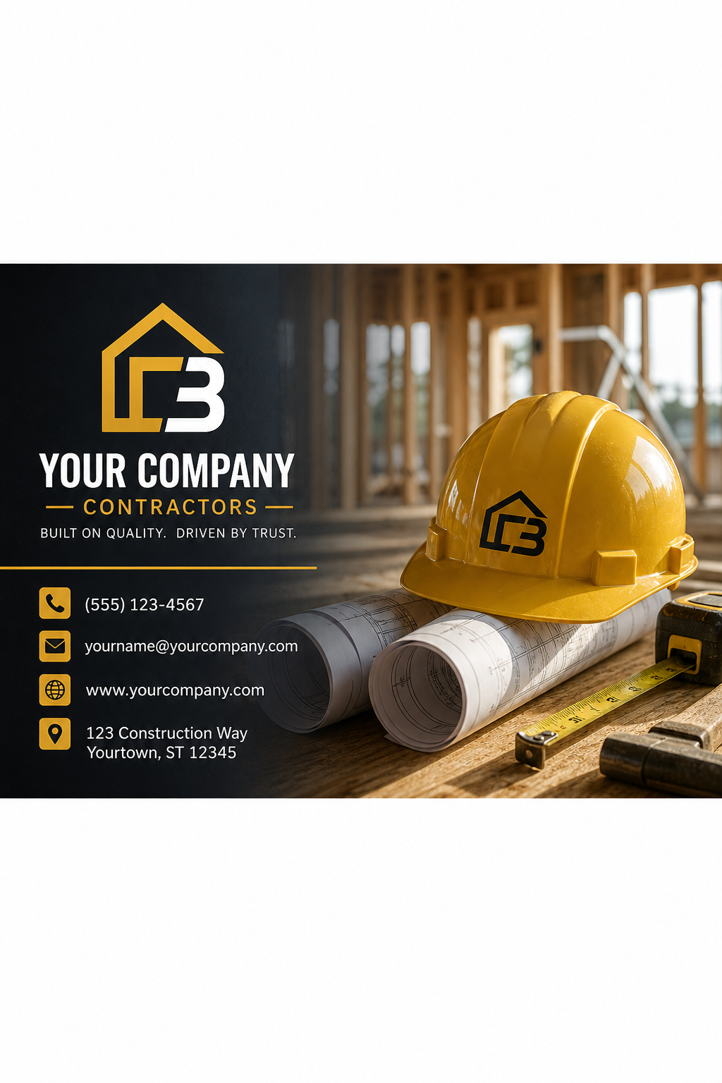 Contractor Business Card — photo-realistic style business card design