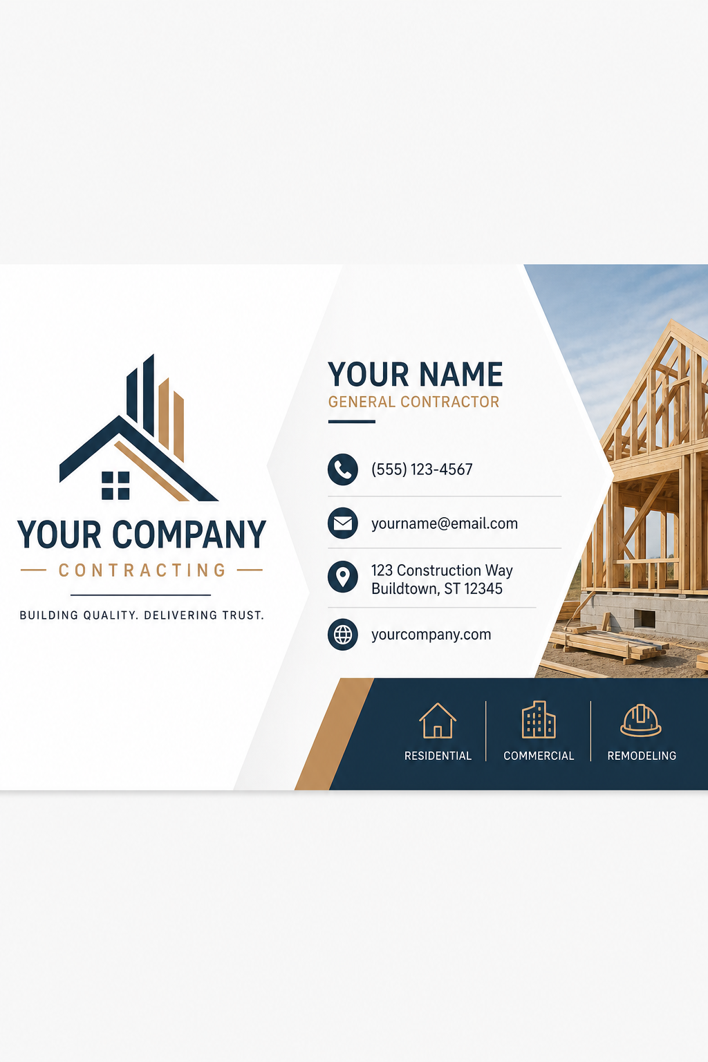 Contractor Business Card — modern style business card design