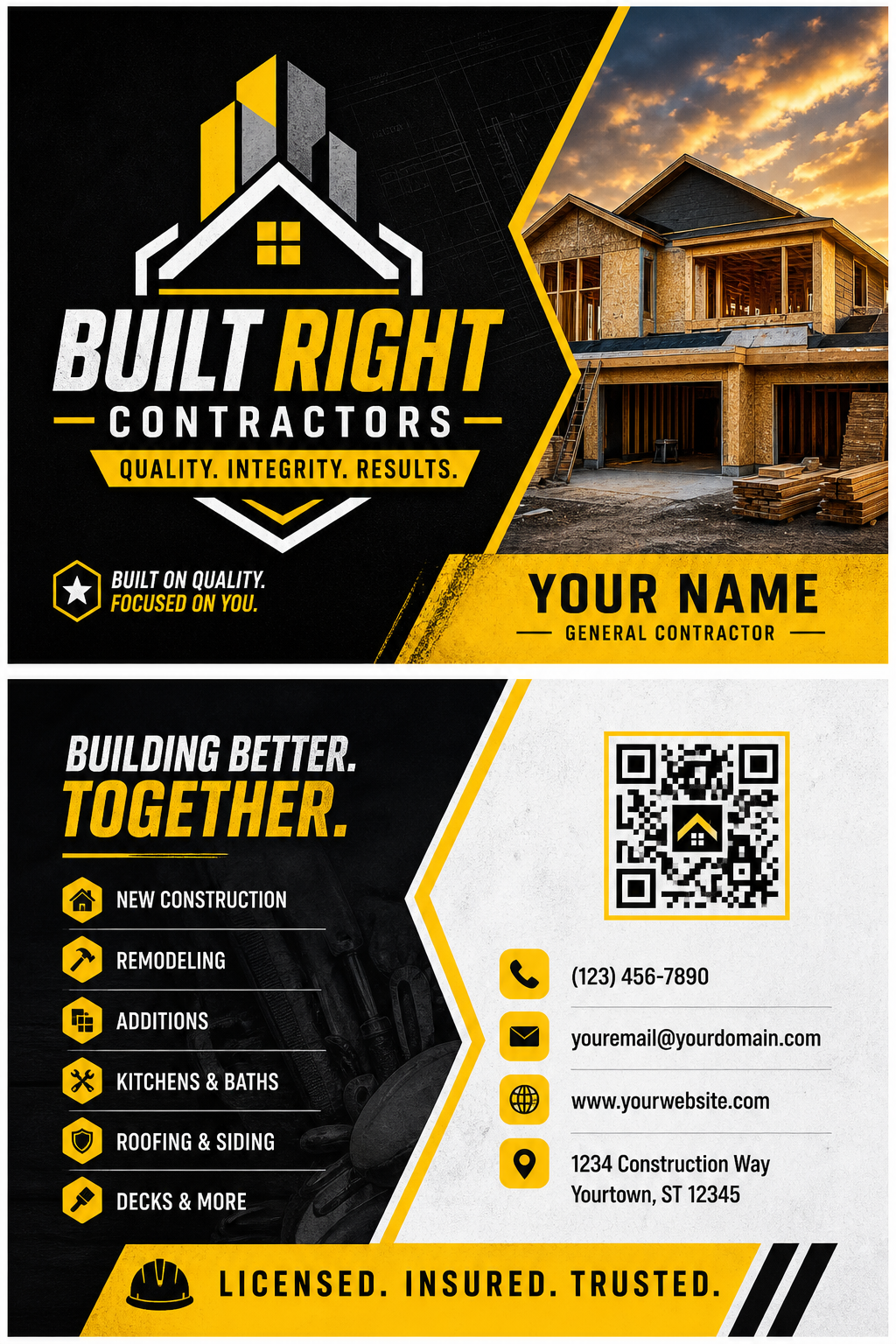 Contractor Business Card — vibrant style business card design
