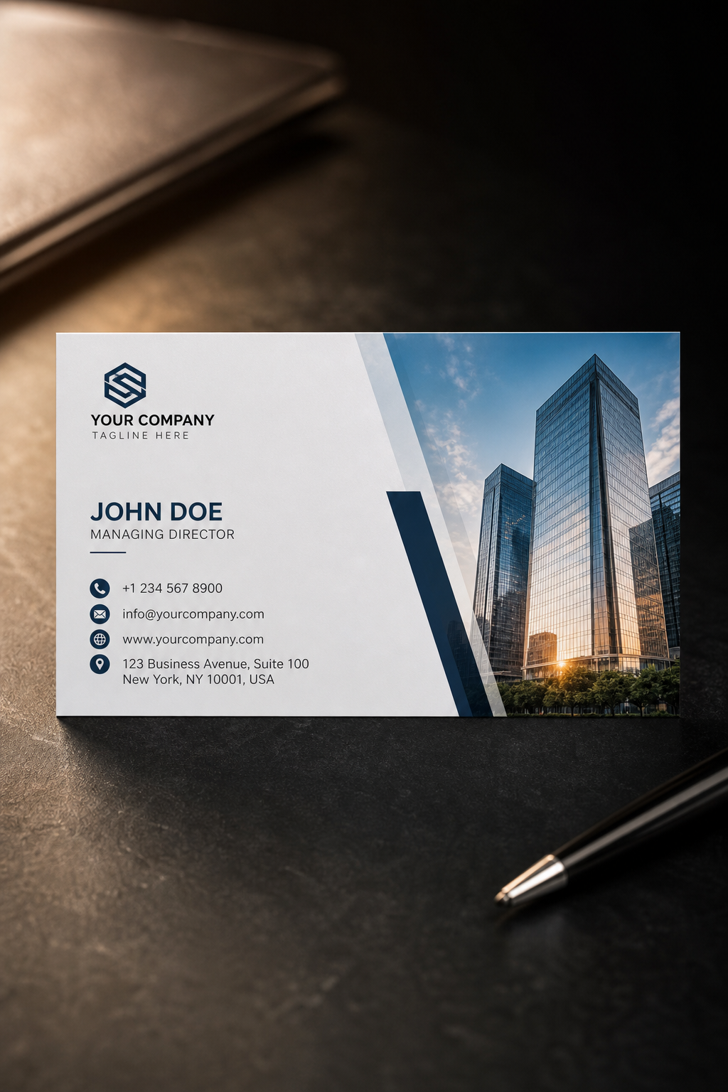 Corporate Business Card — photo-realistic style business card design